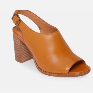Madewell Brown Leather Slingback Wedge Heels Cary Sandals Size 7.5